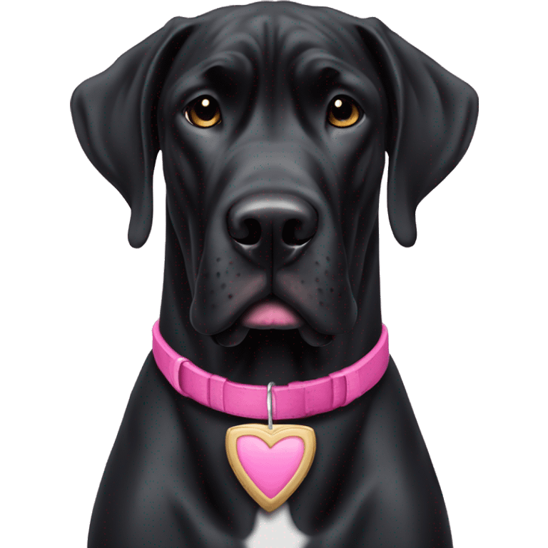 All black Great Dane with pink collar  emoji