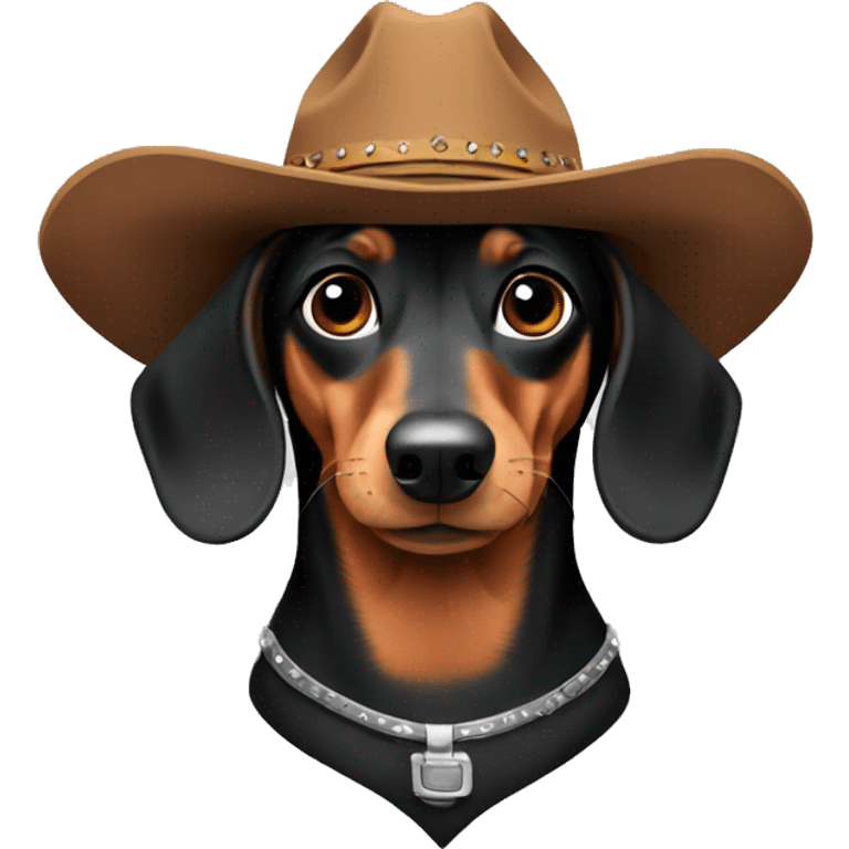 A dachshund in a cowboy hat emoji