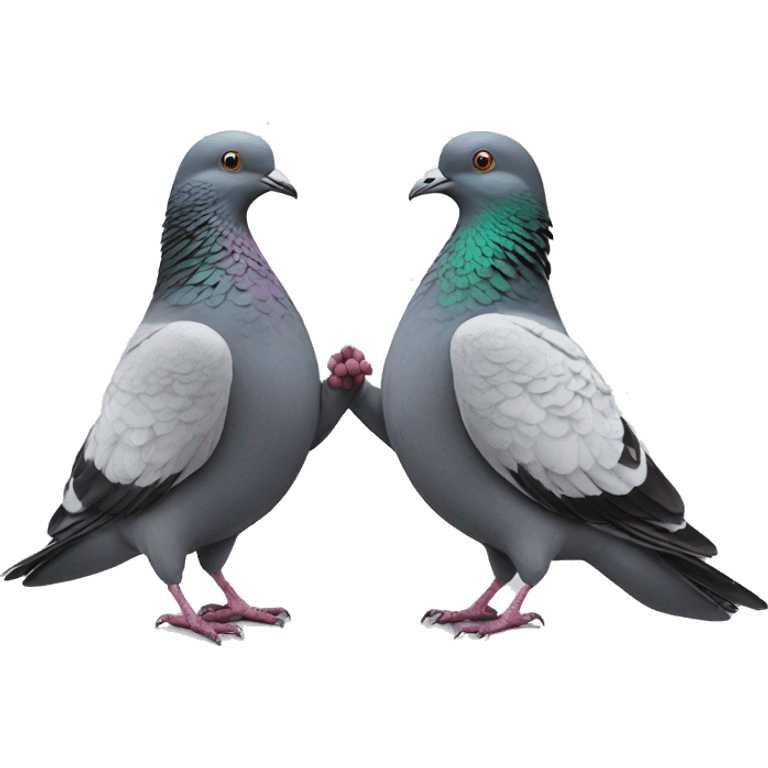 two pigeons giving handshake  emoji