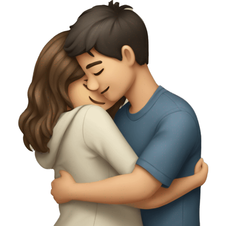 Smart boy hugging beautiful girl emoji