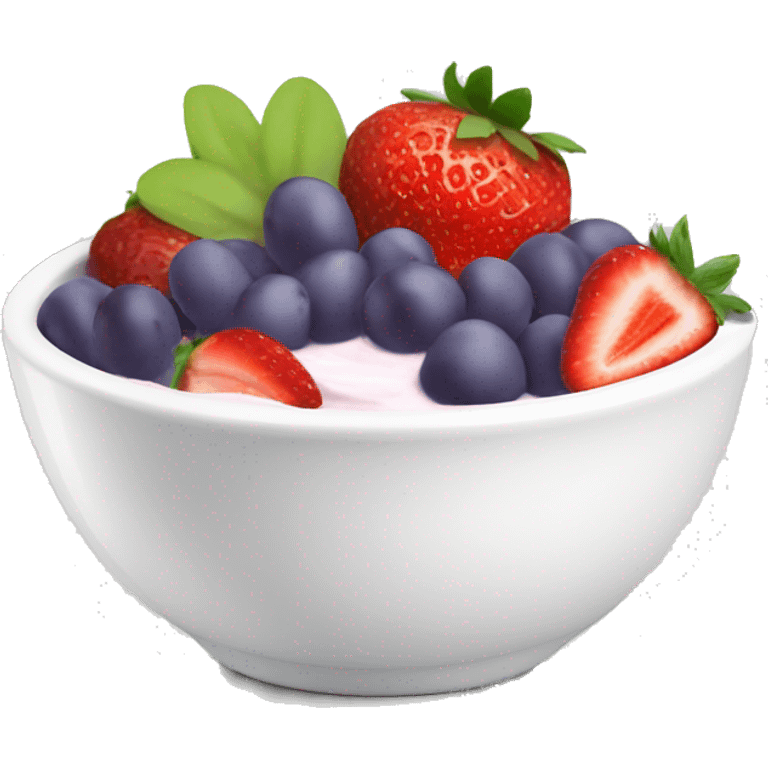 fruit yogurt bowl with strawberries and grapes emoji