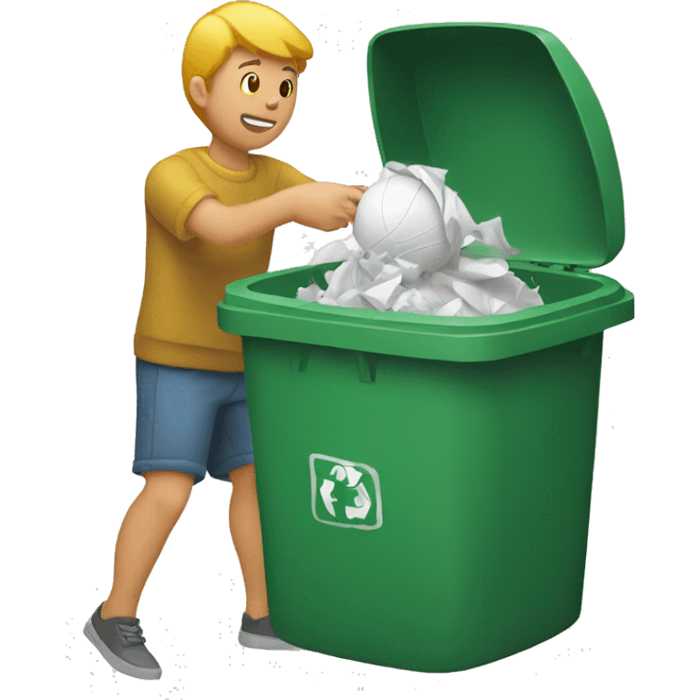 Throwing a crushed paper ball into a trash can emoji