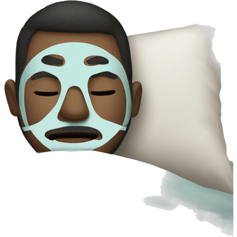 A man have mask and sleeping on bed emoji