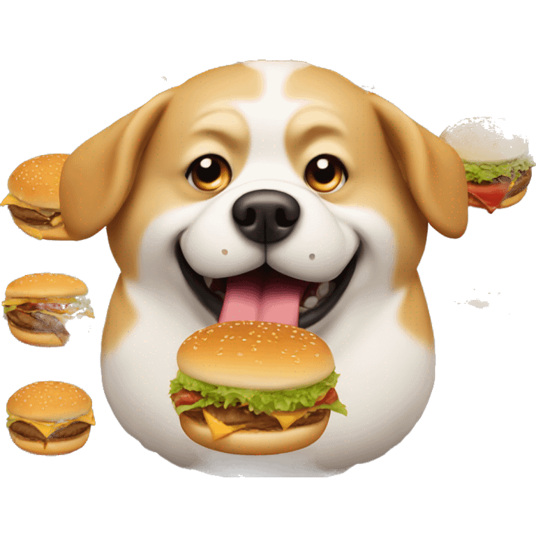 Fat dog eating a burger  emoji