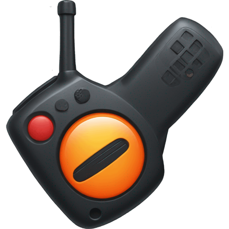 black walkie talkie with red-orange button on side emoji