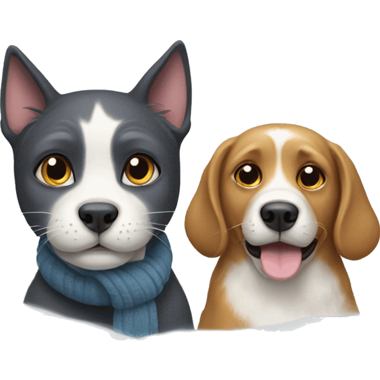 cat and dog in winter emoji