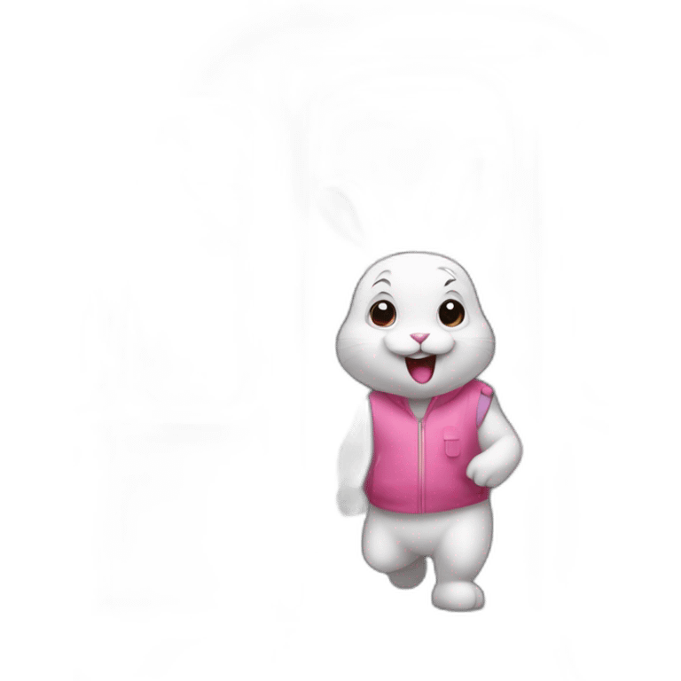 pink rabbit getting out of metro emoji