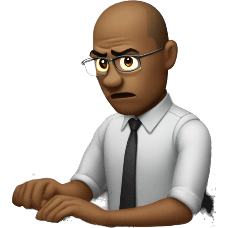 Office worker typing on computer looking angry  emoji