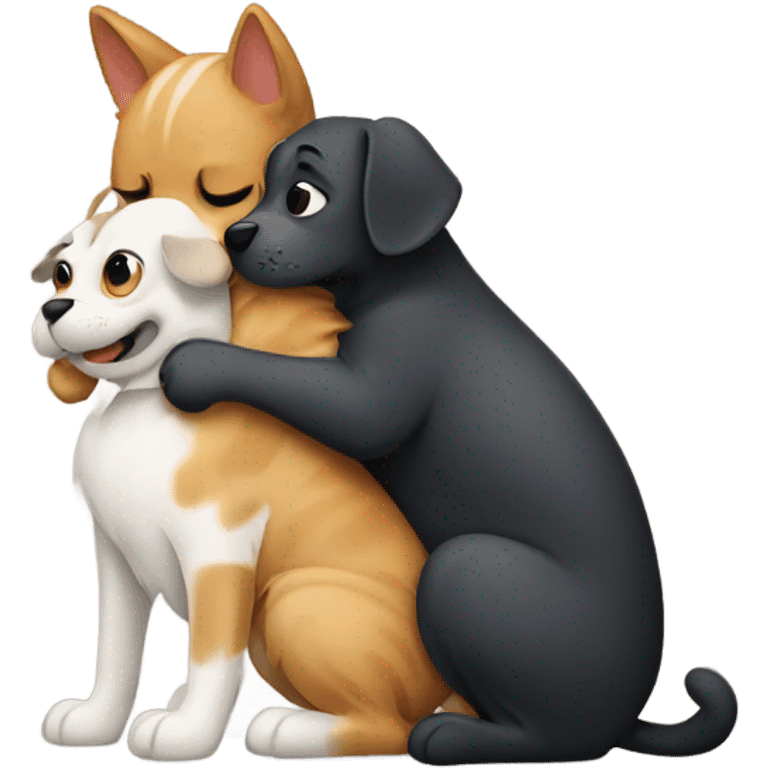 Dog hugging cat emoji