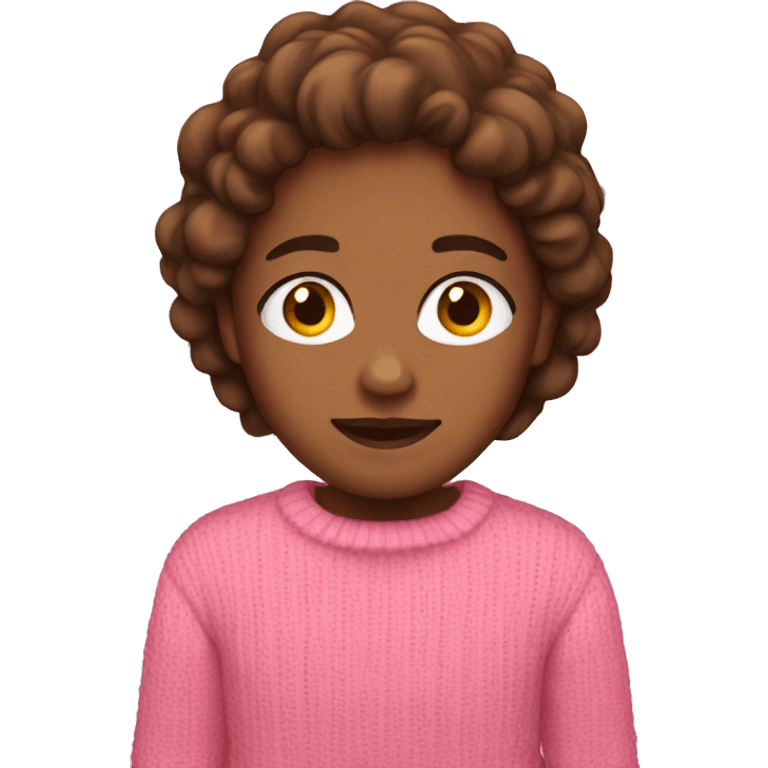 brownskin with brown hair in pink sweater emoji