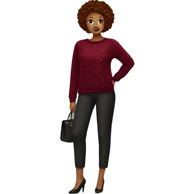 Lady burgundy Glittery sweater  emoji