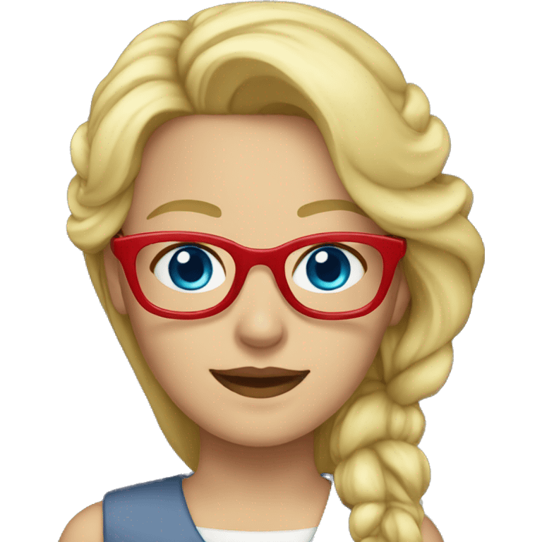 blonde teacher red glasses blue eyes emoji