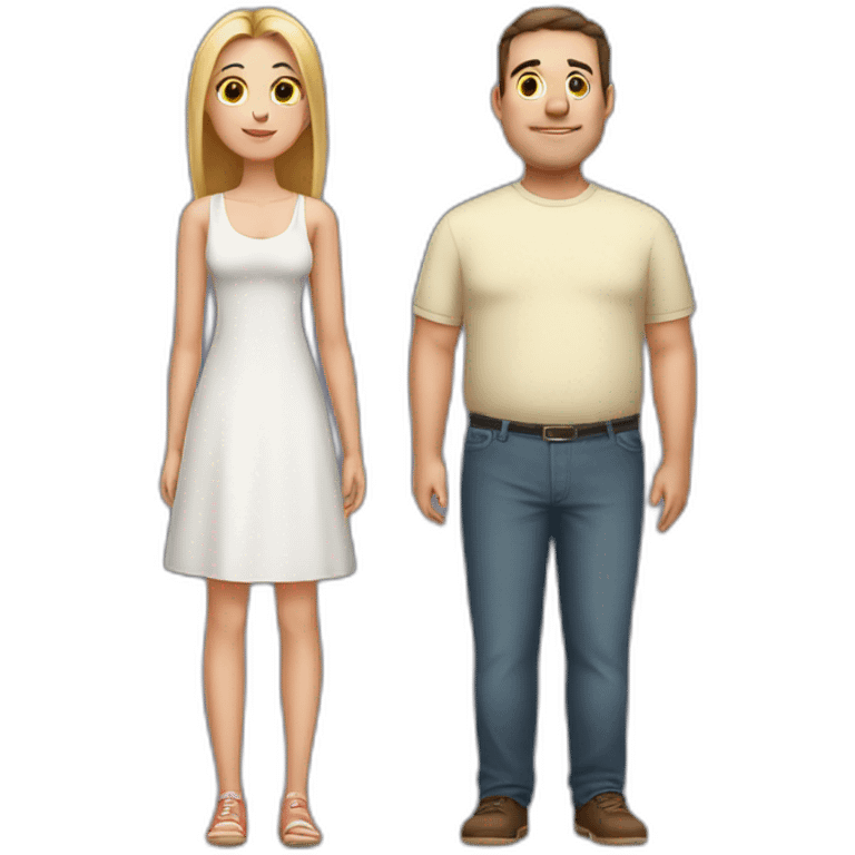 Big fat man and skinny girl emoji