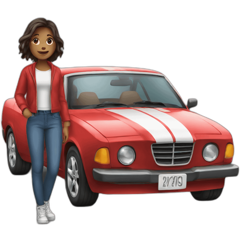 girl and with red car emoji