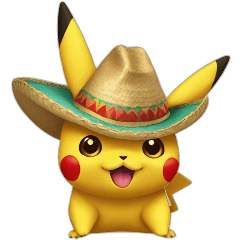 pikachu wearing sombrero with mustache emoji