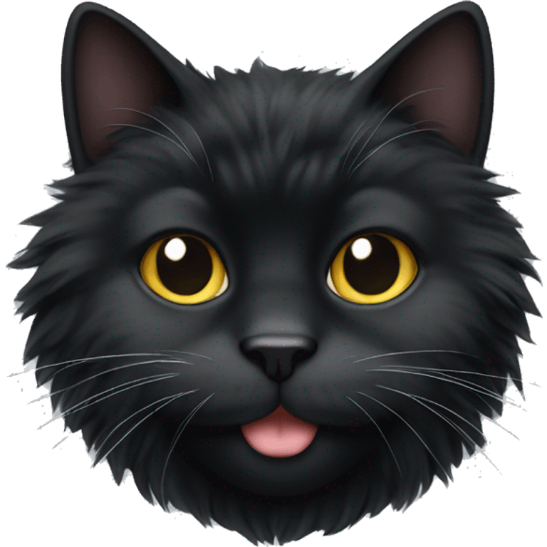 fluffy black cat with white chin emoji