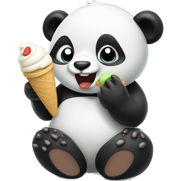 Panda eating ice cream emoji