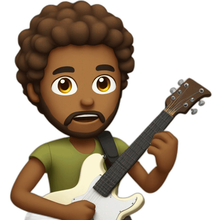 Brown guy with beard angry playing guitar emoji