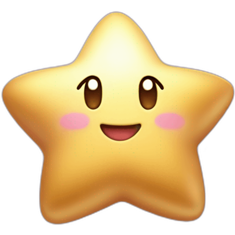 cute happy Kirby holding a golden star emoji