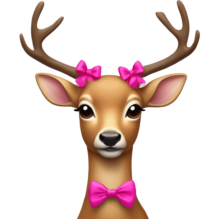 Deer with a hot pink bow on its head  emoji