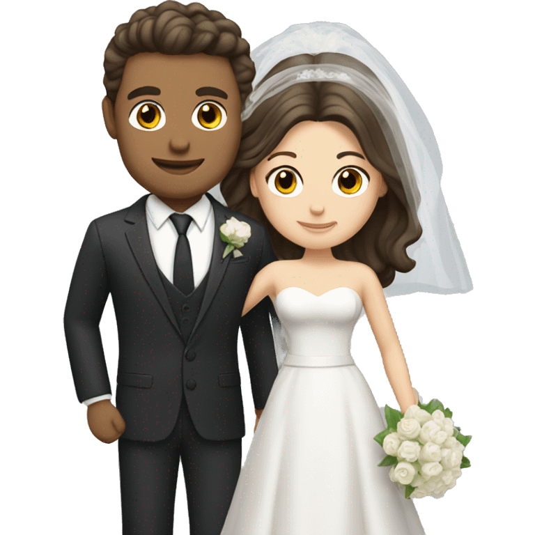 white brunette man and woman getting married emoji