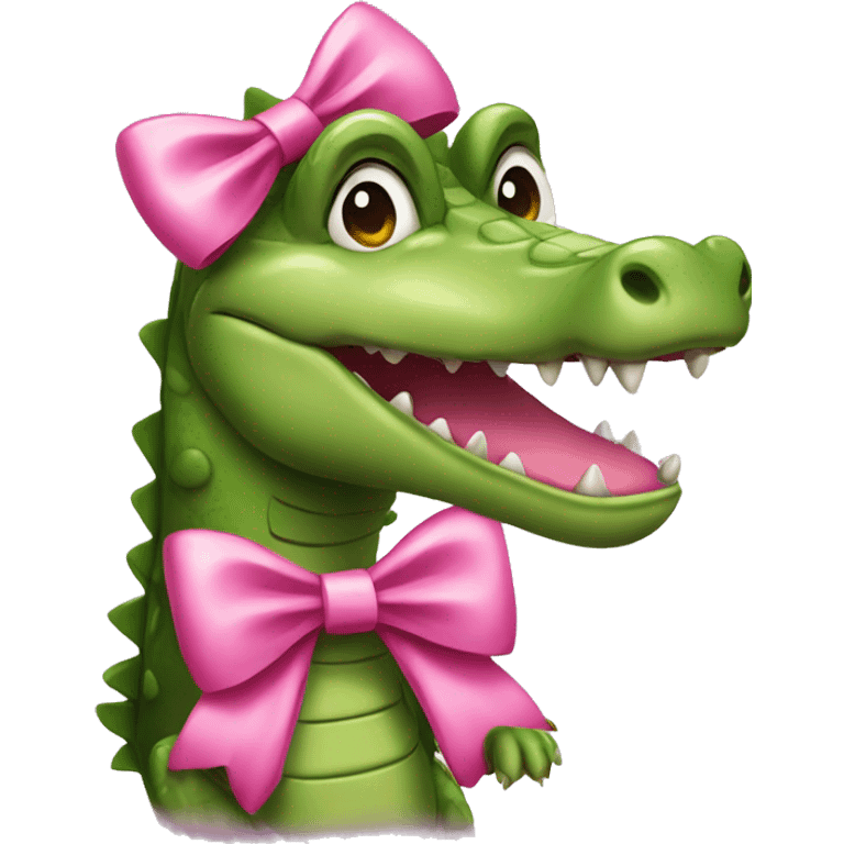 Demure crocodile with pink bows  emoji