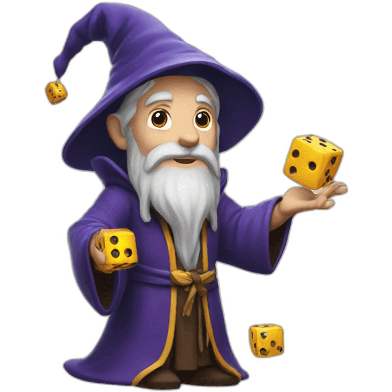 Wizard with dices in his hands emoji