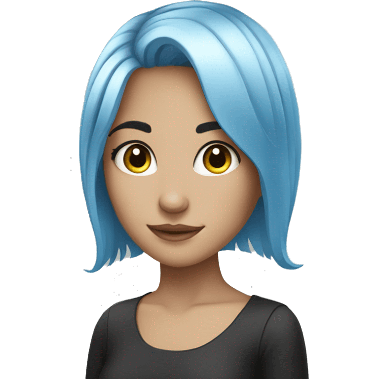 Girl with blue and black hair white emoji