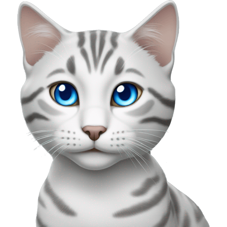 White and grey tabby cat with blue eyes  emoji