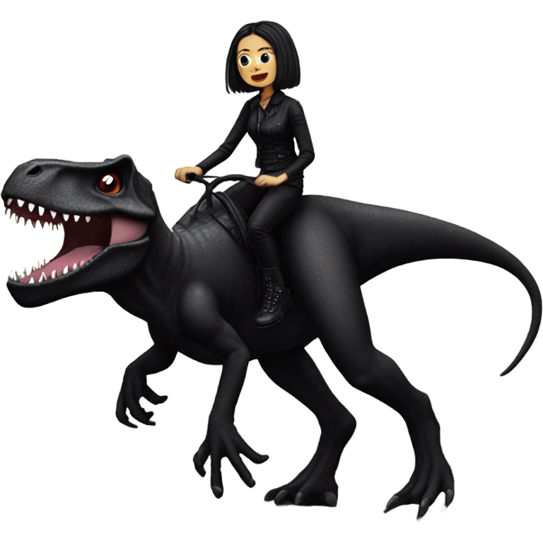 goth girl riding a trex emoji