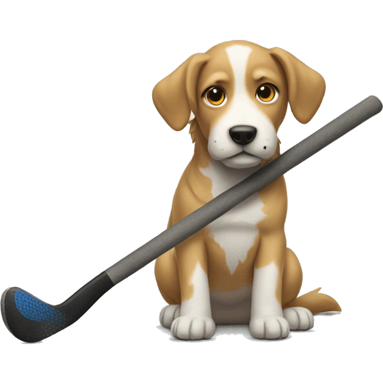 Dog with Feild hockey stick emoji