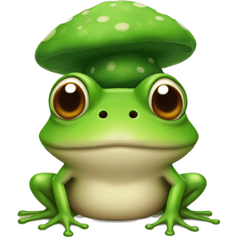 Frog wearing mushroom hat emoji