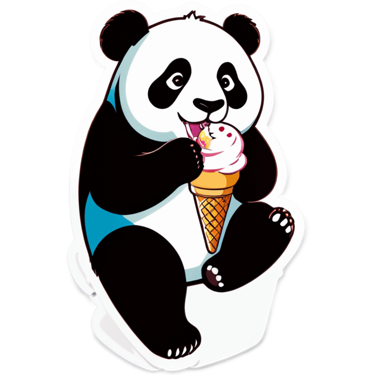 Panda eating ice cream emoji