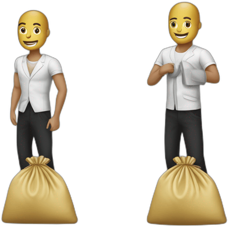 Ladron con saco de dinero y con ropa de rayas blancas y negras como corriendo  emoji