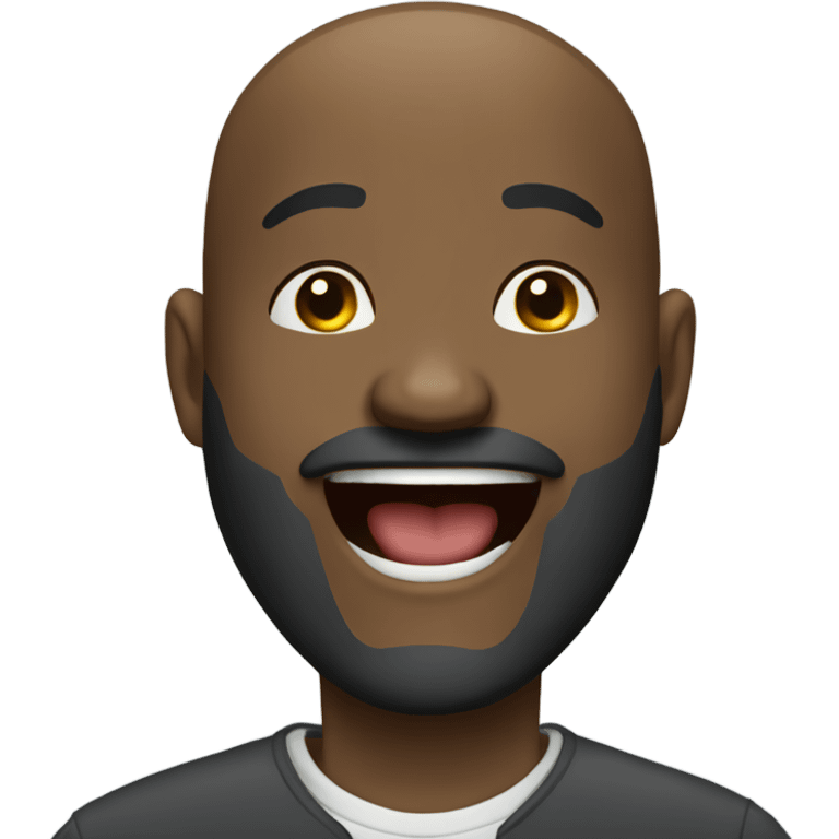 Black bald man with beard laughing emoji