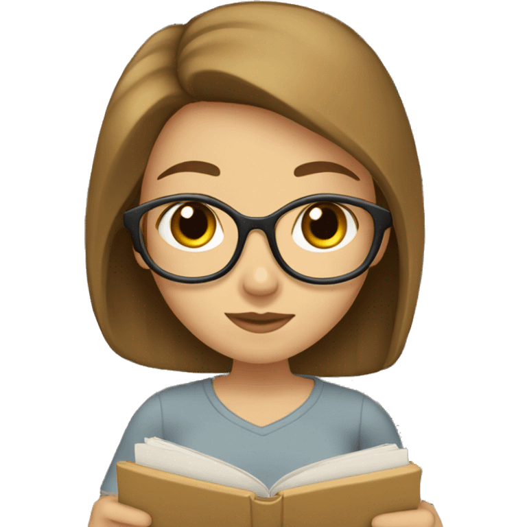 girl with brown hair and light skin studying  emoji