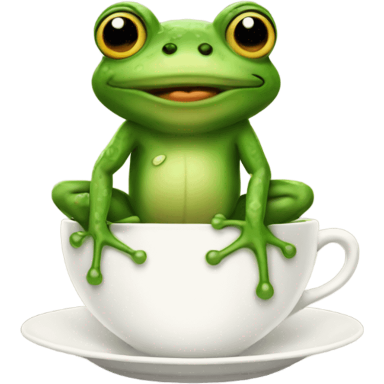 frog whit a tea emoji