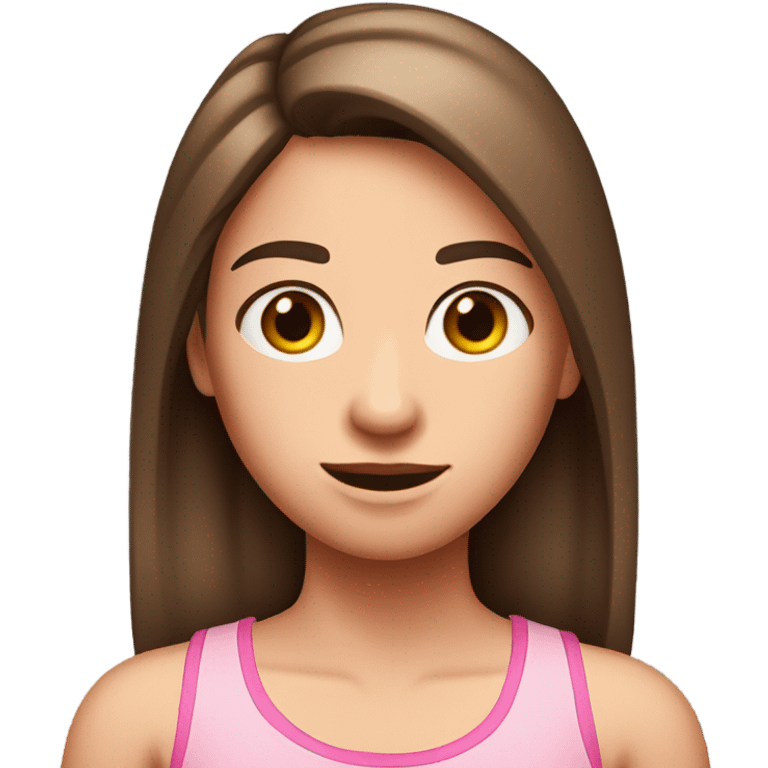 brown straight hair teenage girl white skin pink tanktop emoji