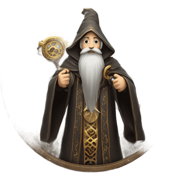 wizard holding a big clock emoji