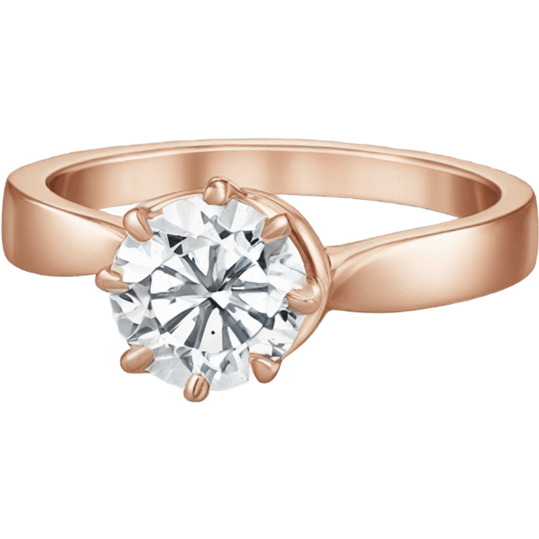 Rose gold engagement ring with round diamond emoji