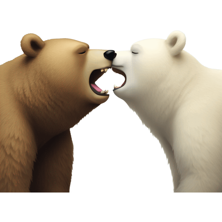 White bear and brown bear kissing cute love emoji