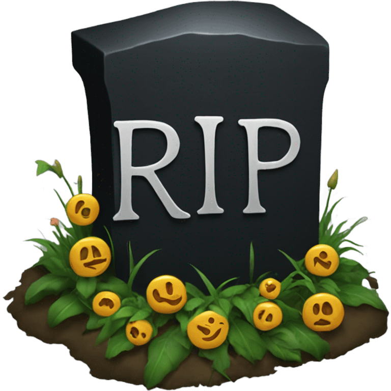 a black grave with the letters RIP emoji