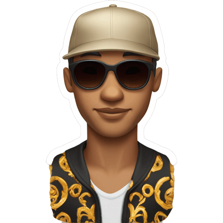 Lightskin man with Versace sunglasses and a shape up wearing a doordash hat  emoji