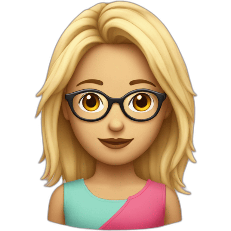 Chica de pelo rubio con gafas adolescente y piel clara emoji