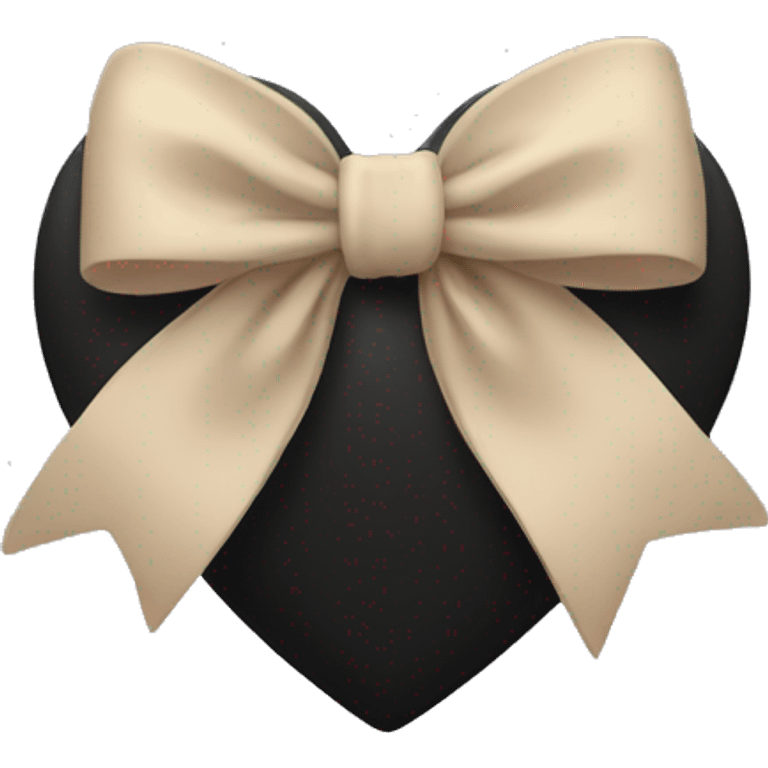 black heart with beige bow emoji