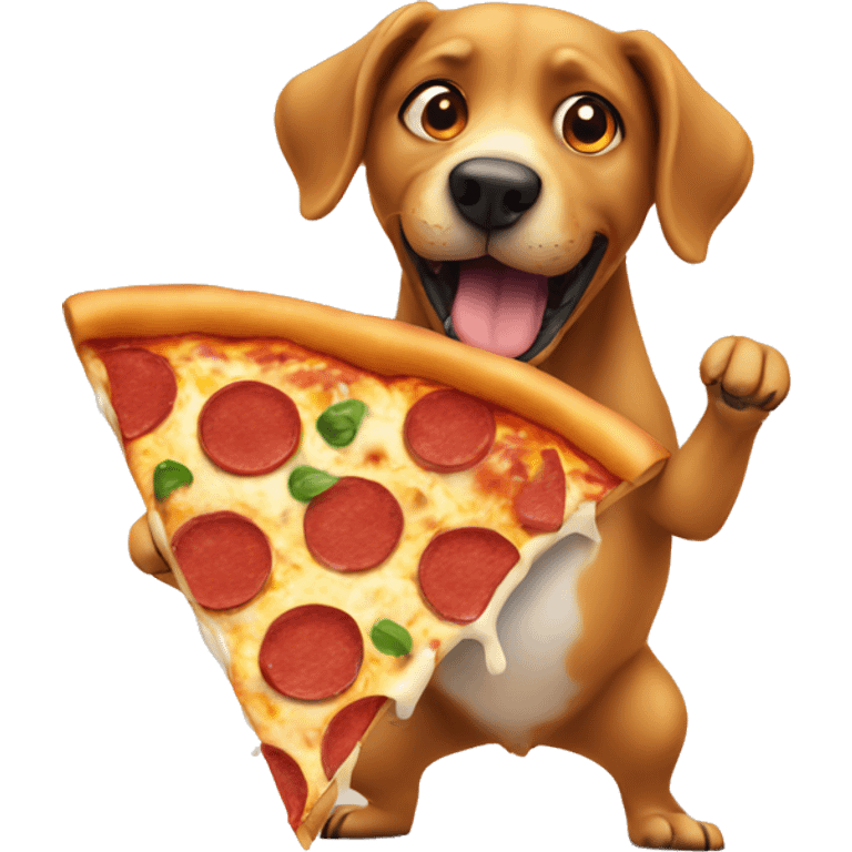 a dog eating a pizza emoji