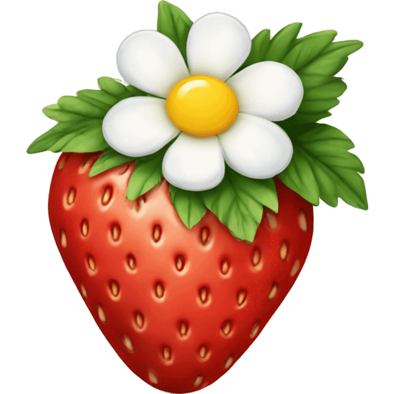 strawberry with flower and sun emoji