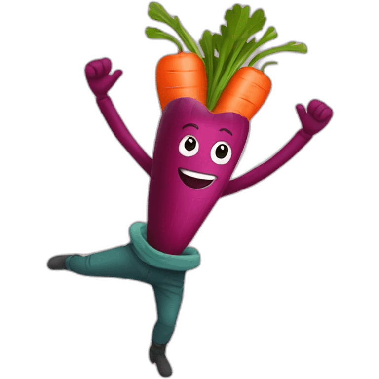 dancing beetrot and carrot emoji