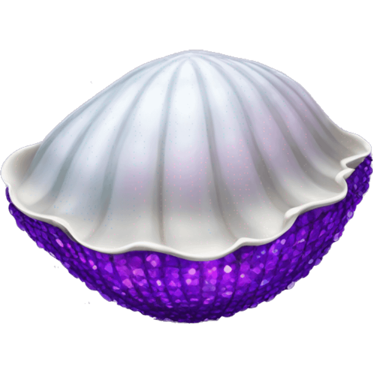 Clam shell with purple disco ball emoji