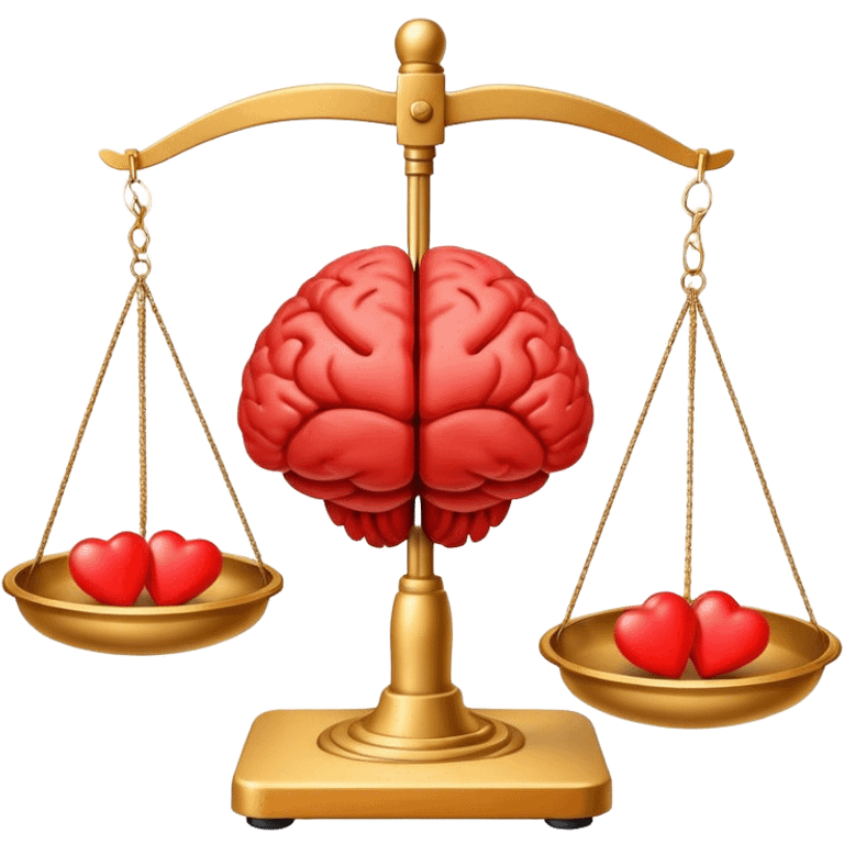 The brain and the heart are on the scale from different sides emoji